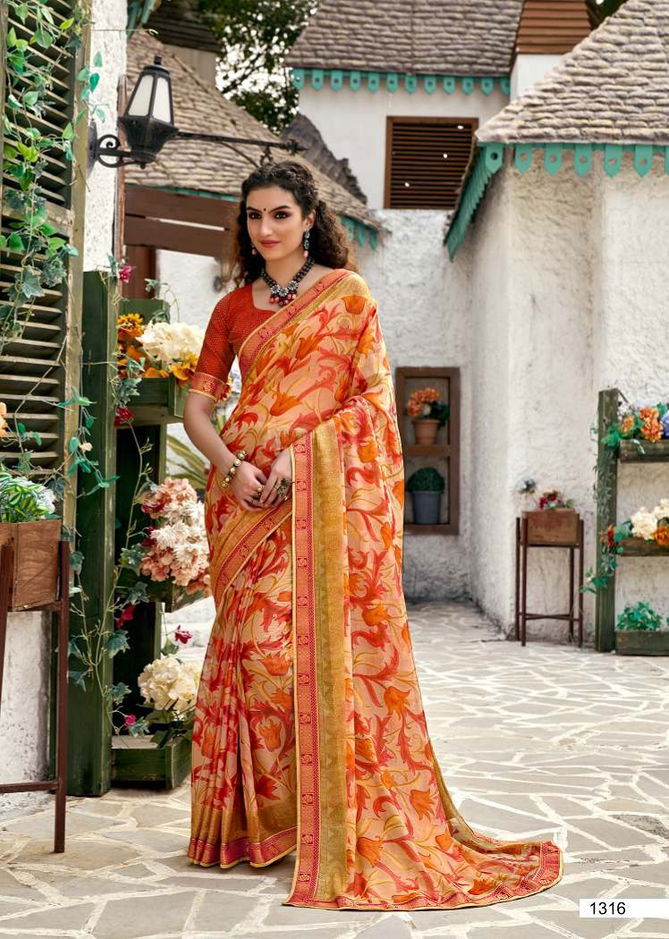 Laxminam Manjari New Festive Wear Designer Chiffon Brasso Saree Collection